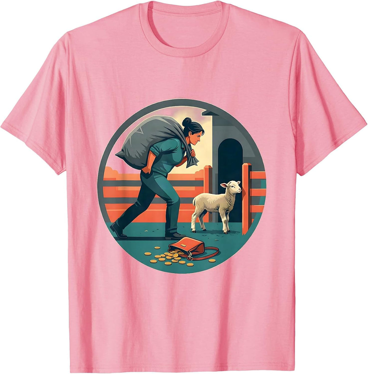 Men's Livestock Show Mom Badge Flat Vector Farm Humor T-Shirt - Pink