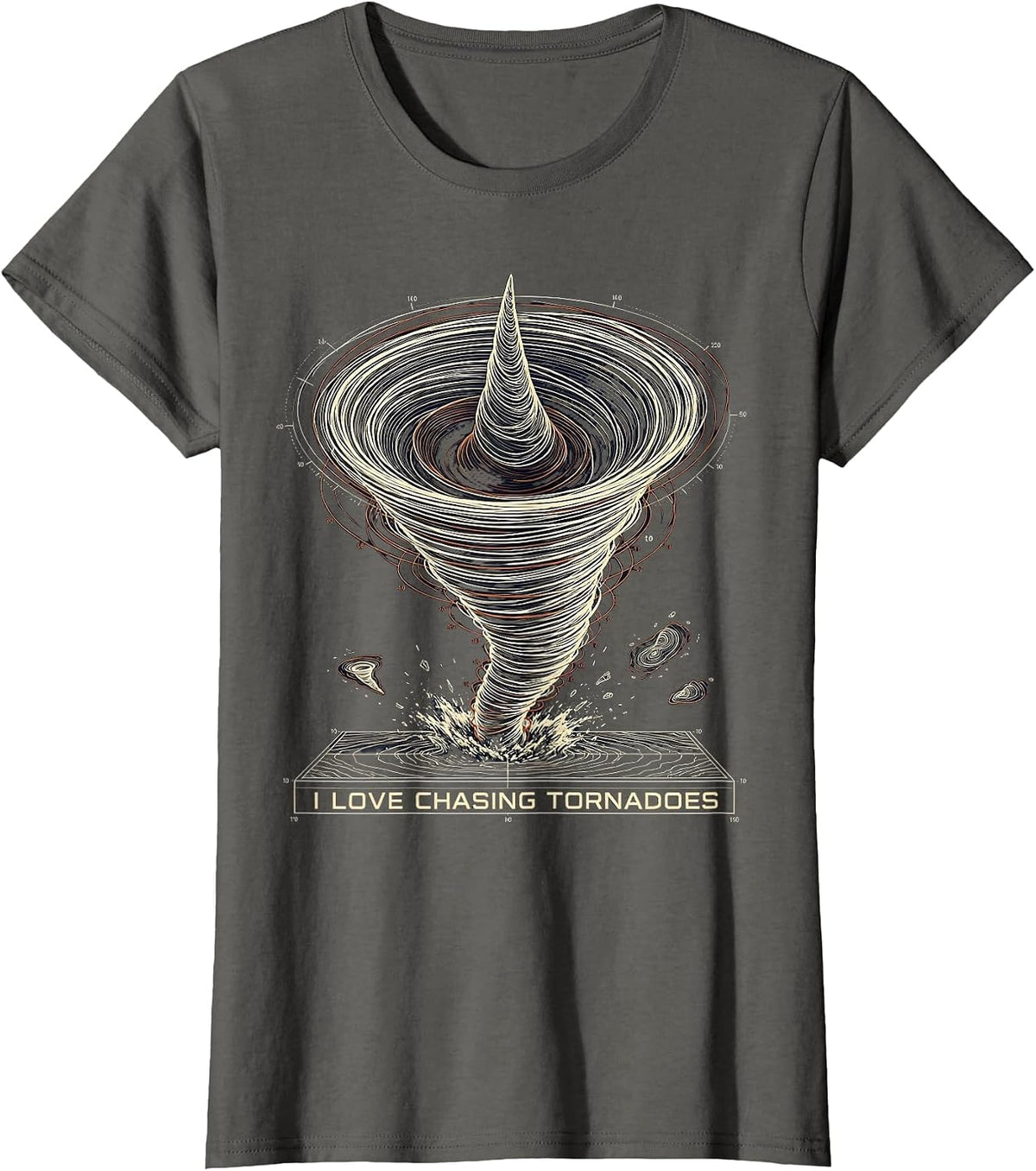 Women's I Love Chasing Tornadoes Funny Storm Chaser Meteorology Gift T-Shirt - Asphalt Grey