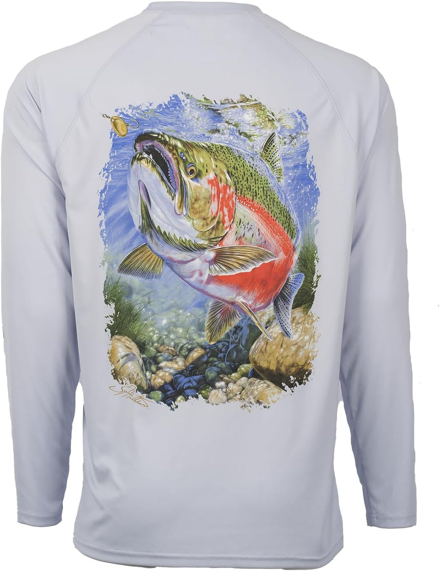 Bimini Bay Outfitters Hook M’ Performance Long Sleeve Fishing Shirt with with UPF Protection, Steelhead - As Pictured