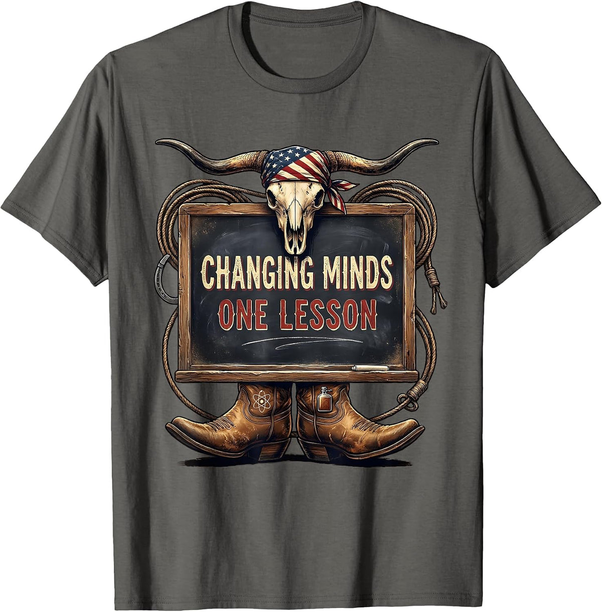 Changing Minds One Lesson Science Teacher Design T-Shirt - Asphalt Grey