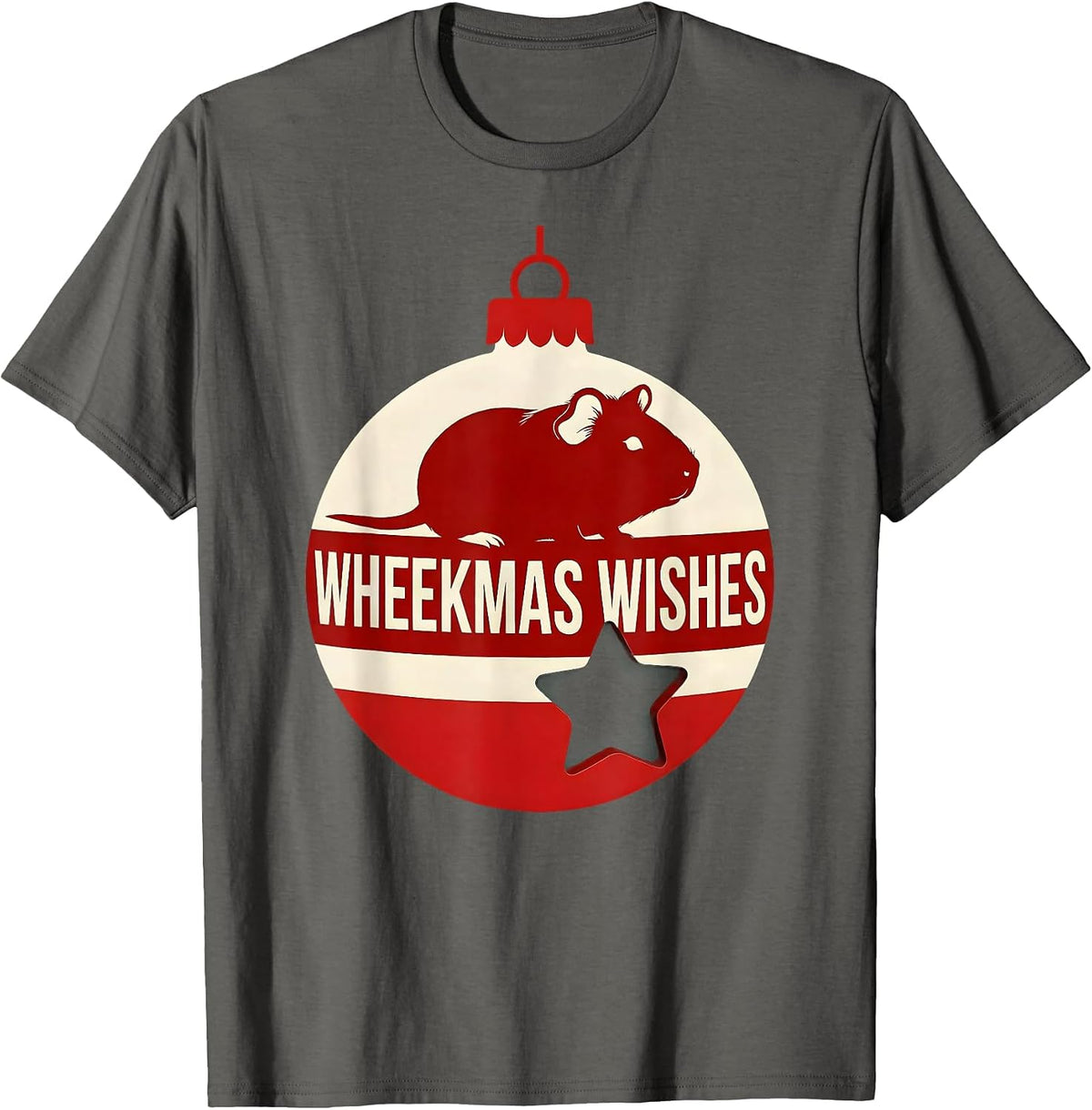 Men's Wheekmas Wishes Funny Guinea Pig Christmas Pet Lover Holiday T-Shirt - Asphalt Grey