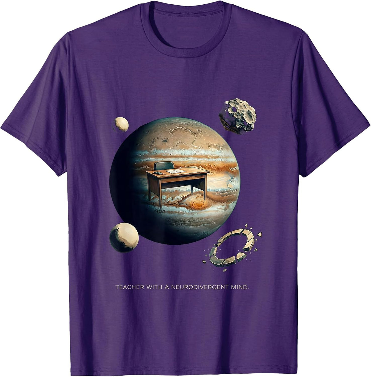 Teacher With A Neurodivergent Mind Neurodiverse Universe T-Shirt - Purple