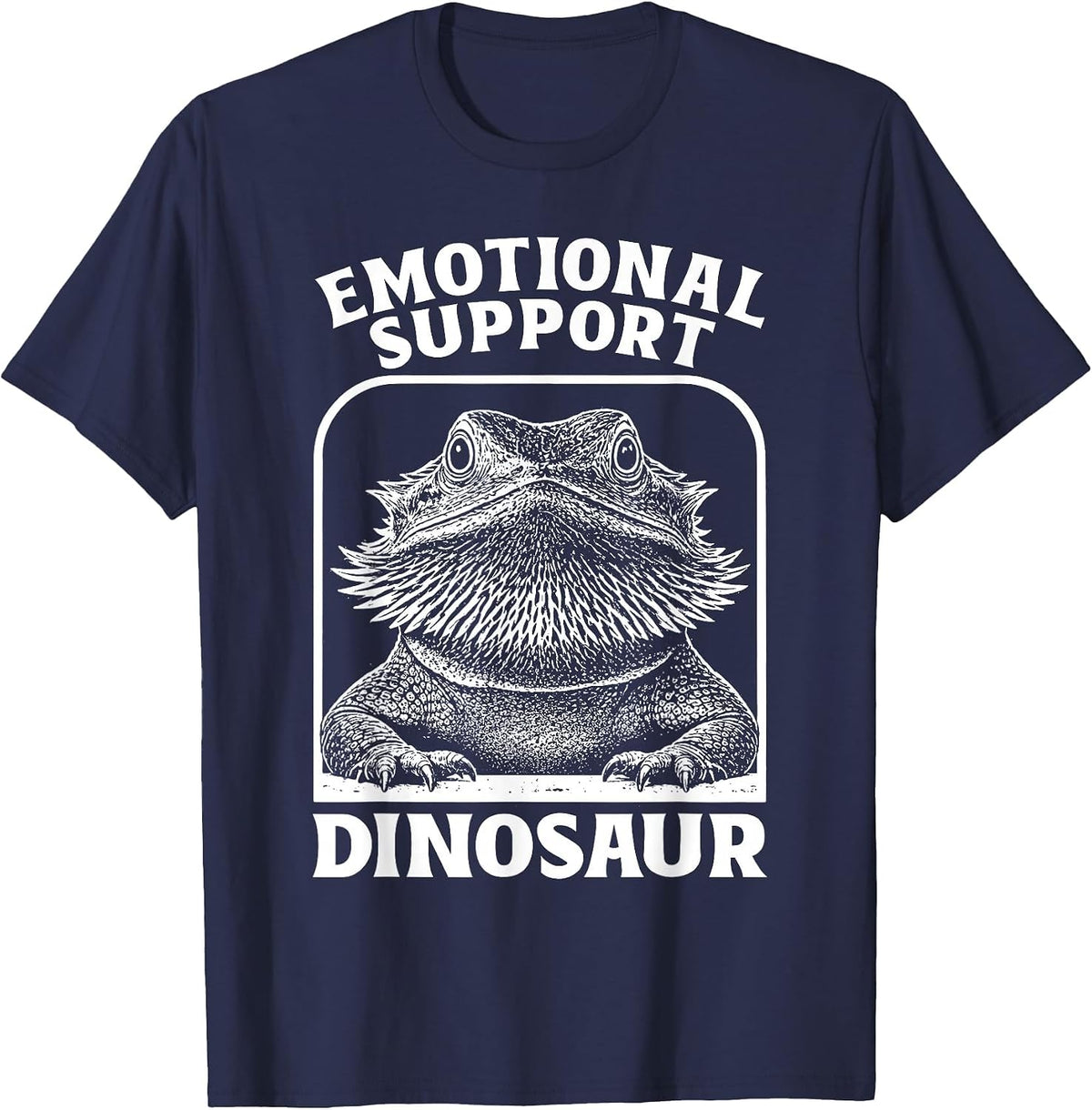 Emotional Support Dinosaur Funny Bearded Dragon Lizard T-Shirt - Navy Blue