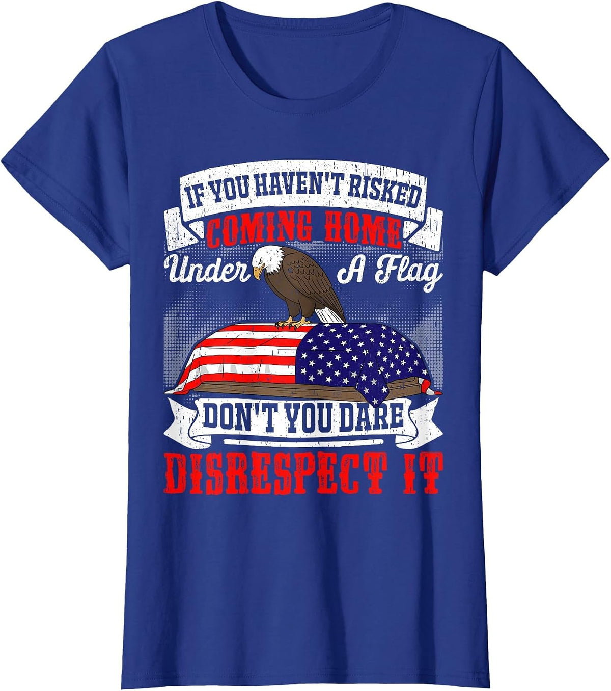 American Flag Pride Patriotic Veterans Soldiers USA 4th July T-Shirt - Royal Blue