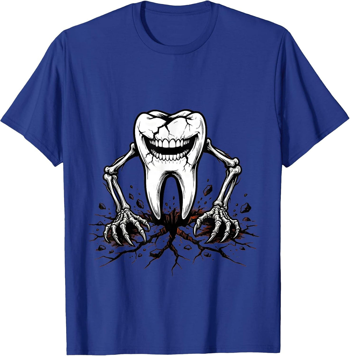 Zombie Tooth Halloween Dental Horror Graphic T-Shirt - Royal Blue