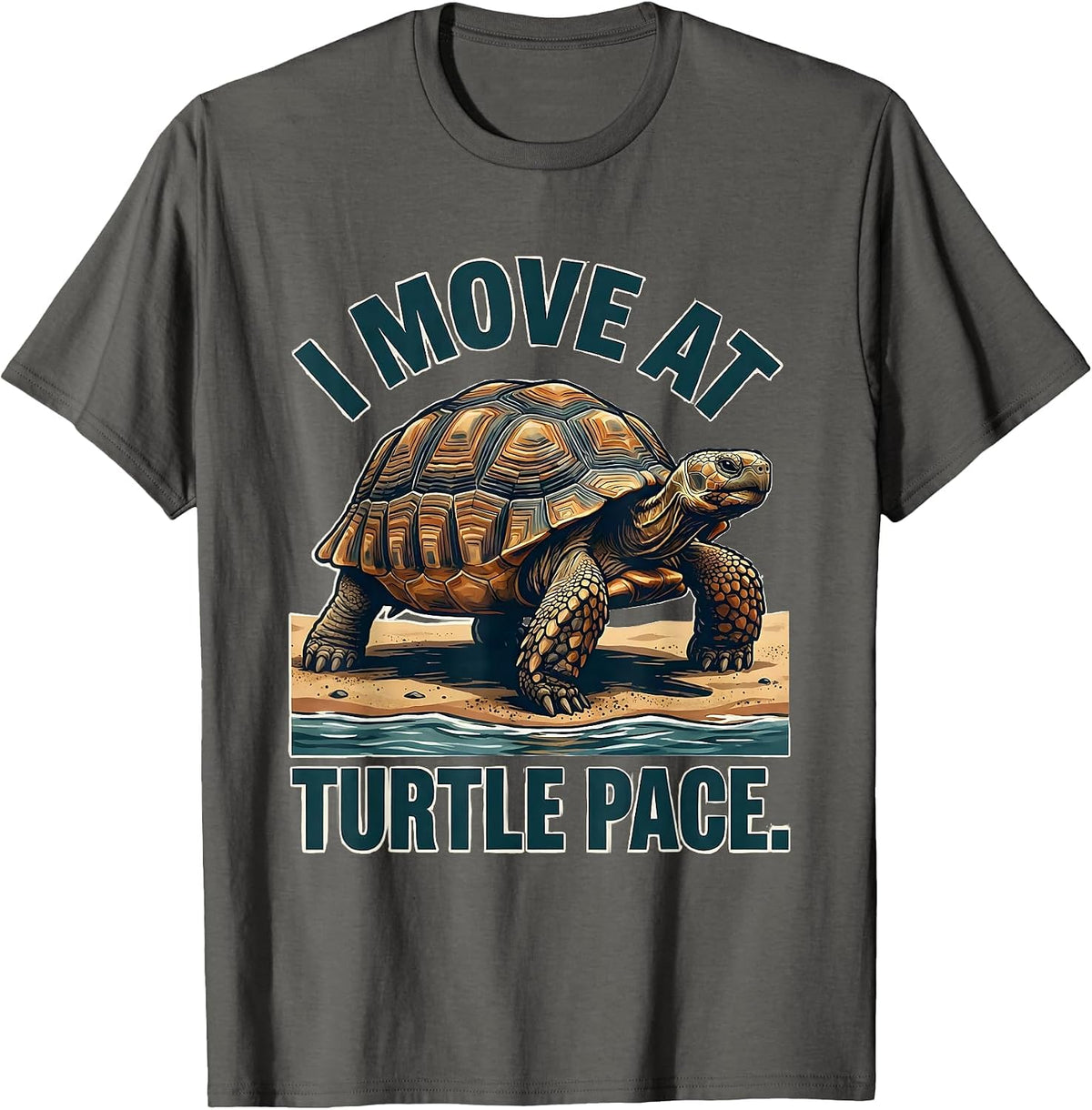Men's I Move At Turtle Pace Funny Tortoise Lover Beach Humor T-Shirt - Asphalt Grey