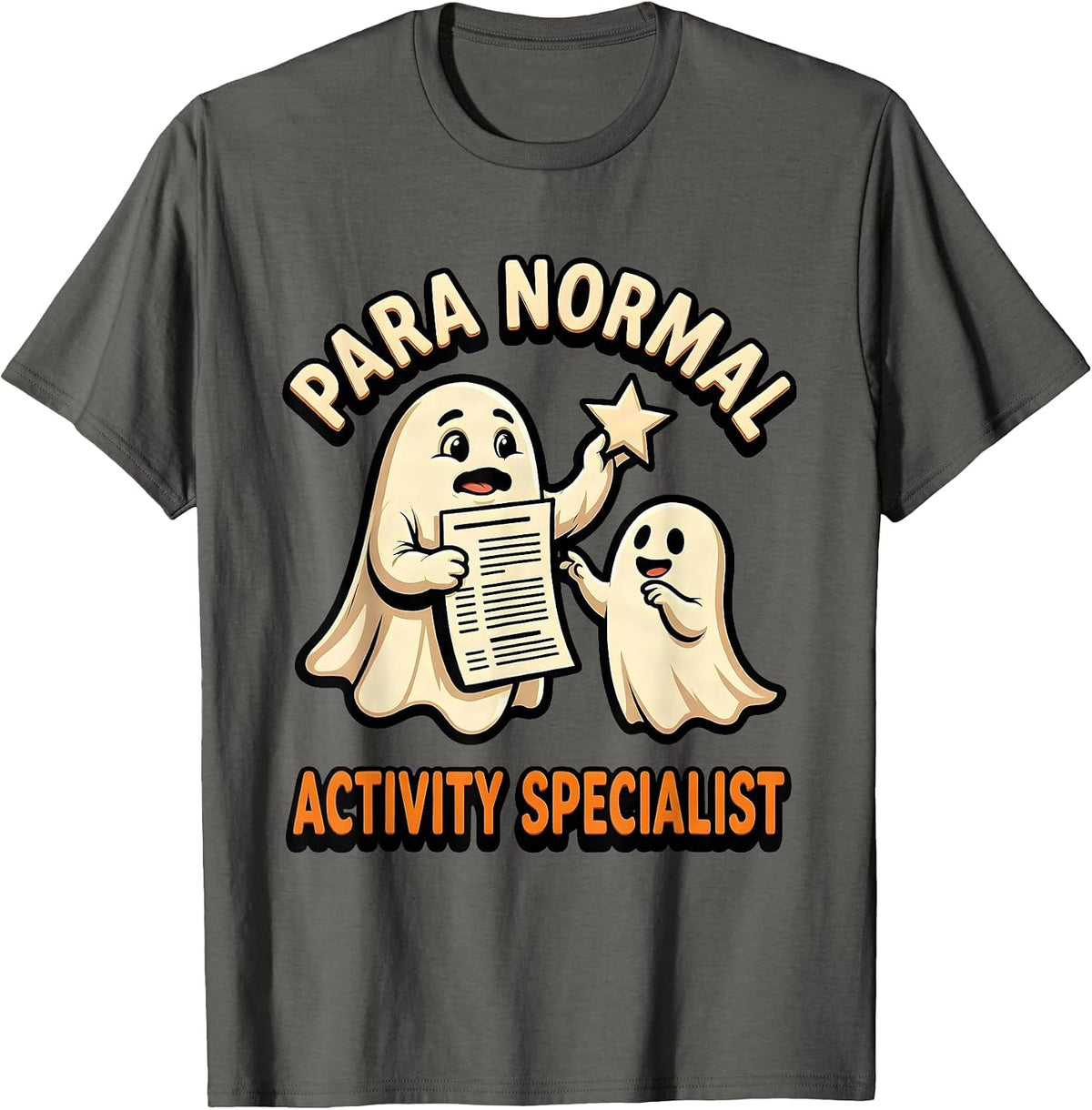 Men's Para Normal Activity Specialist Funny Ghost Paraprofessional T-Shirt - Asphalt Grey