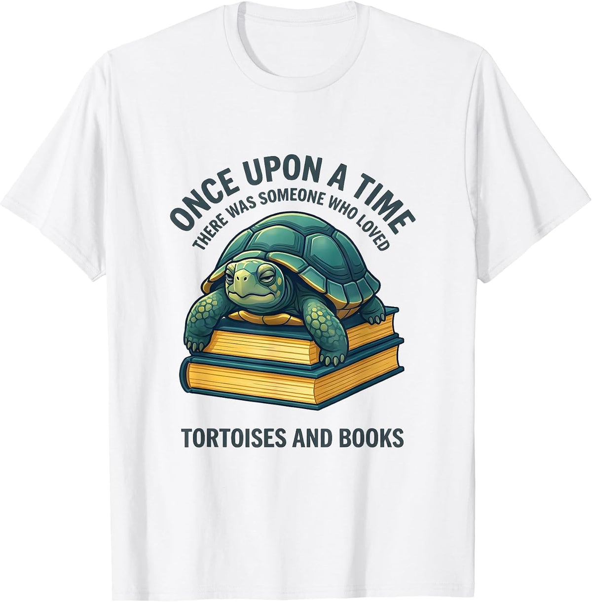 Men's Once Upon A Time Loved Tortoises And Books Humor T-Shirt - White