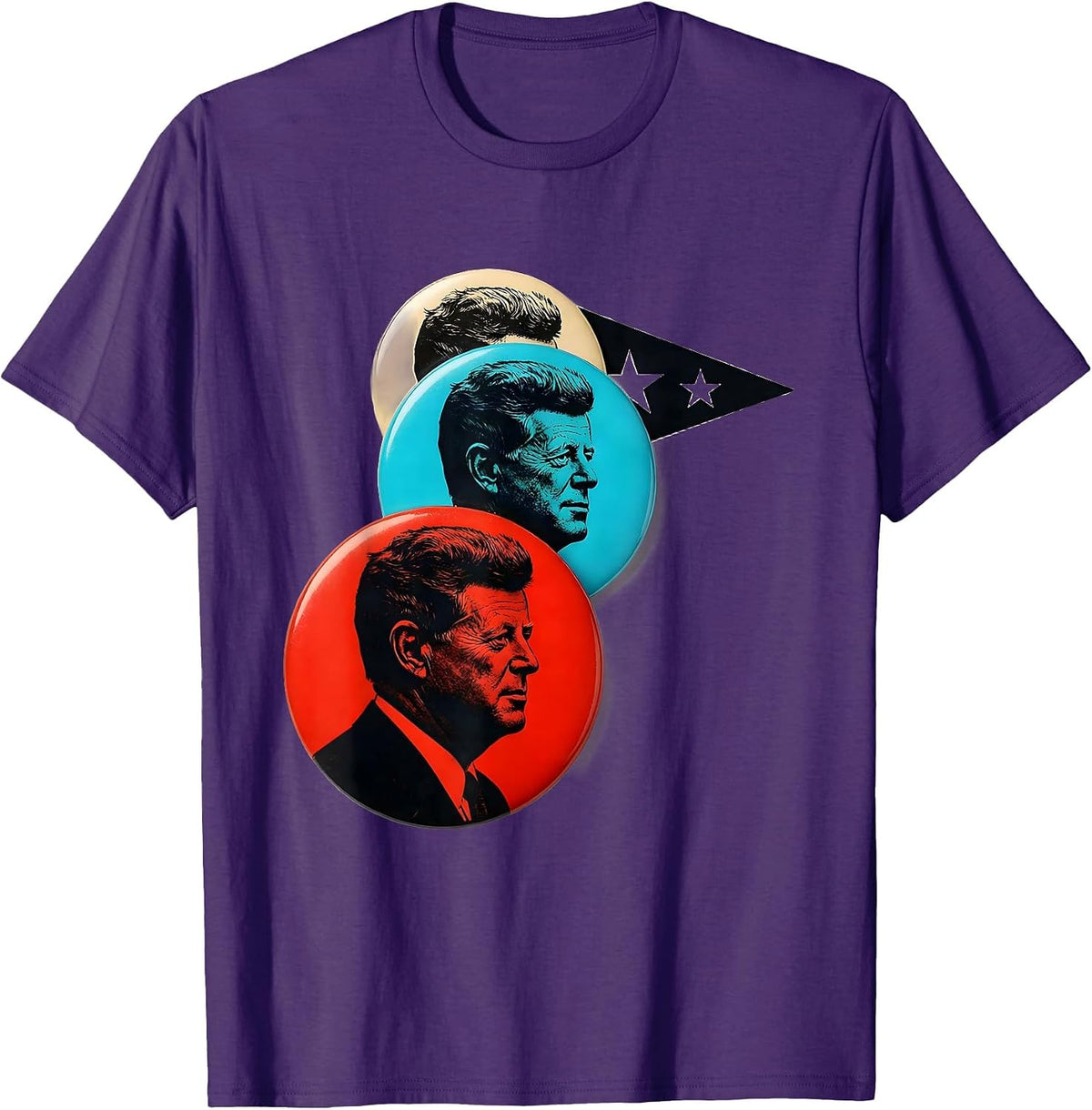 JFK Campaign Buttons Retro Political Nostalgia T-Shirt - Purple