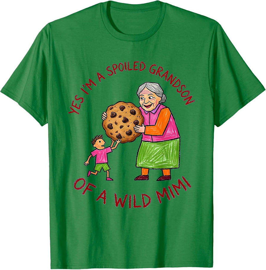 Men's Yes I'm A Spoiled Grandson Of A Wild Mimi Grandson T-Shirt - Kelly Green