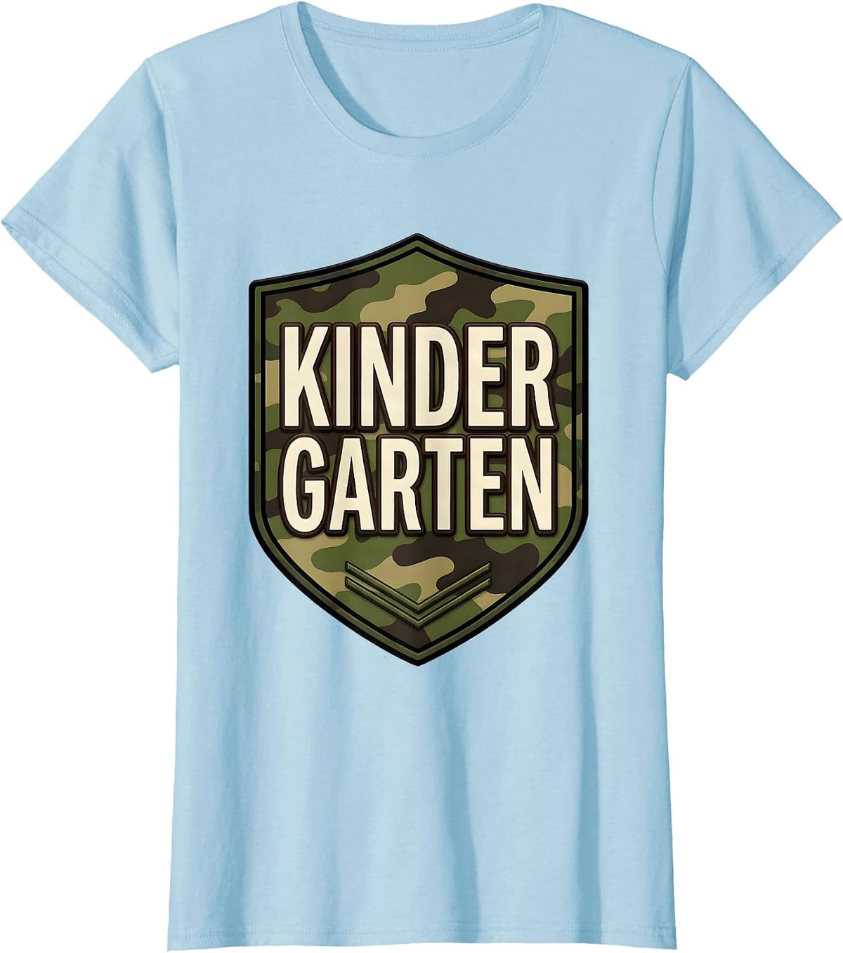 Kindergarten Camo Patch Boys Back To School Teachers T-Shirt - Baby Blue