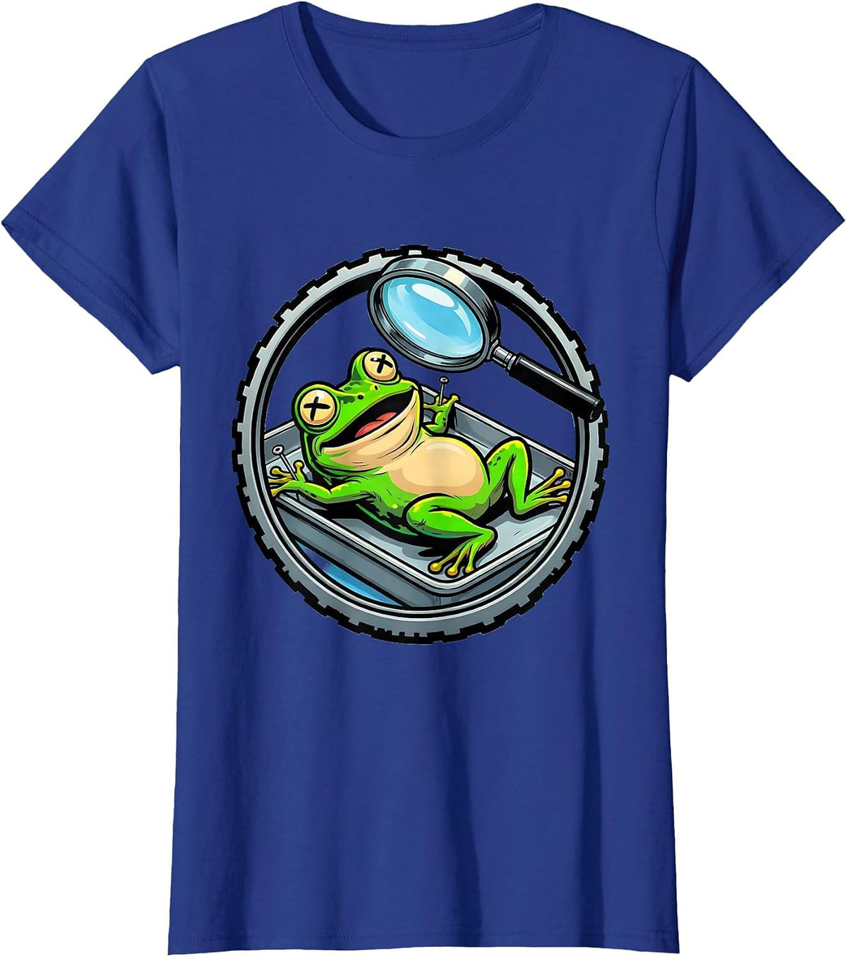 Women's Frog Dissection Tray Magnifier Science Art T-Shirt - Royal Blue