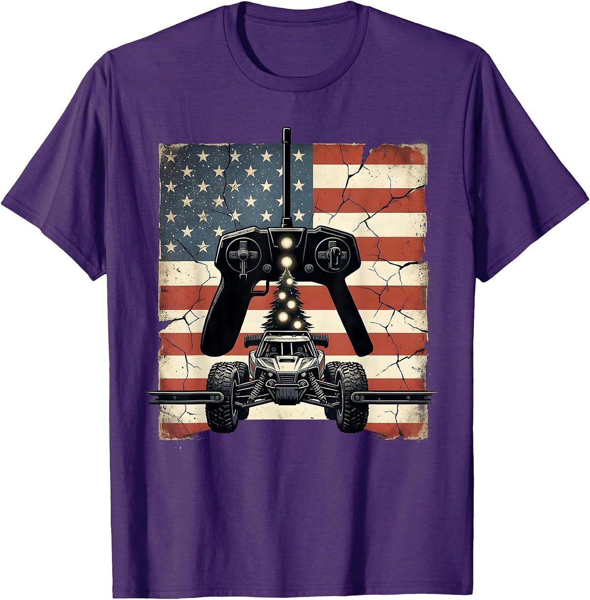 Men's RC Transmitter Buggy Patriotic Drag Racing Gift T-Shirt - Purple