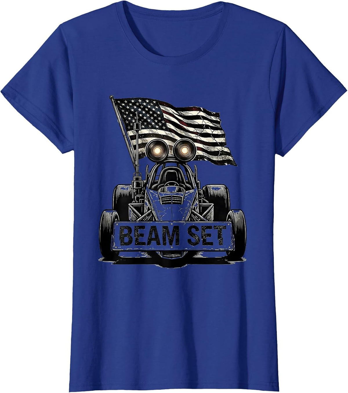 Women's Beam Set Patriotic RC Car Drag Racing American Flag Hobbyist T-Shirt - Royal Blue
