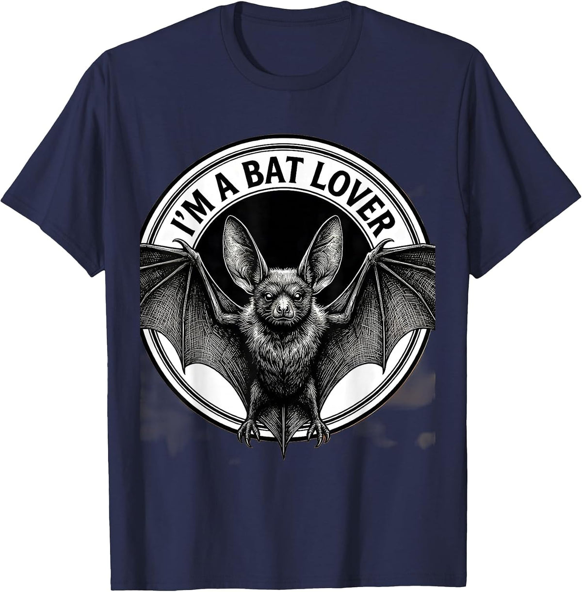 Men's I'm A Bat Lover Line Art Bat Enthusiast Wildlife T-Shirt - Navy Blue