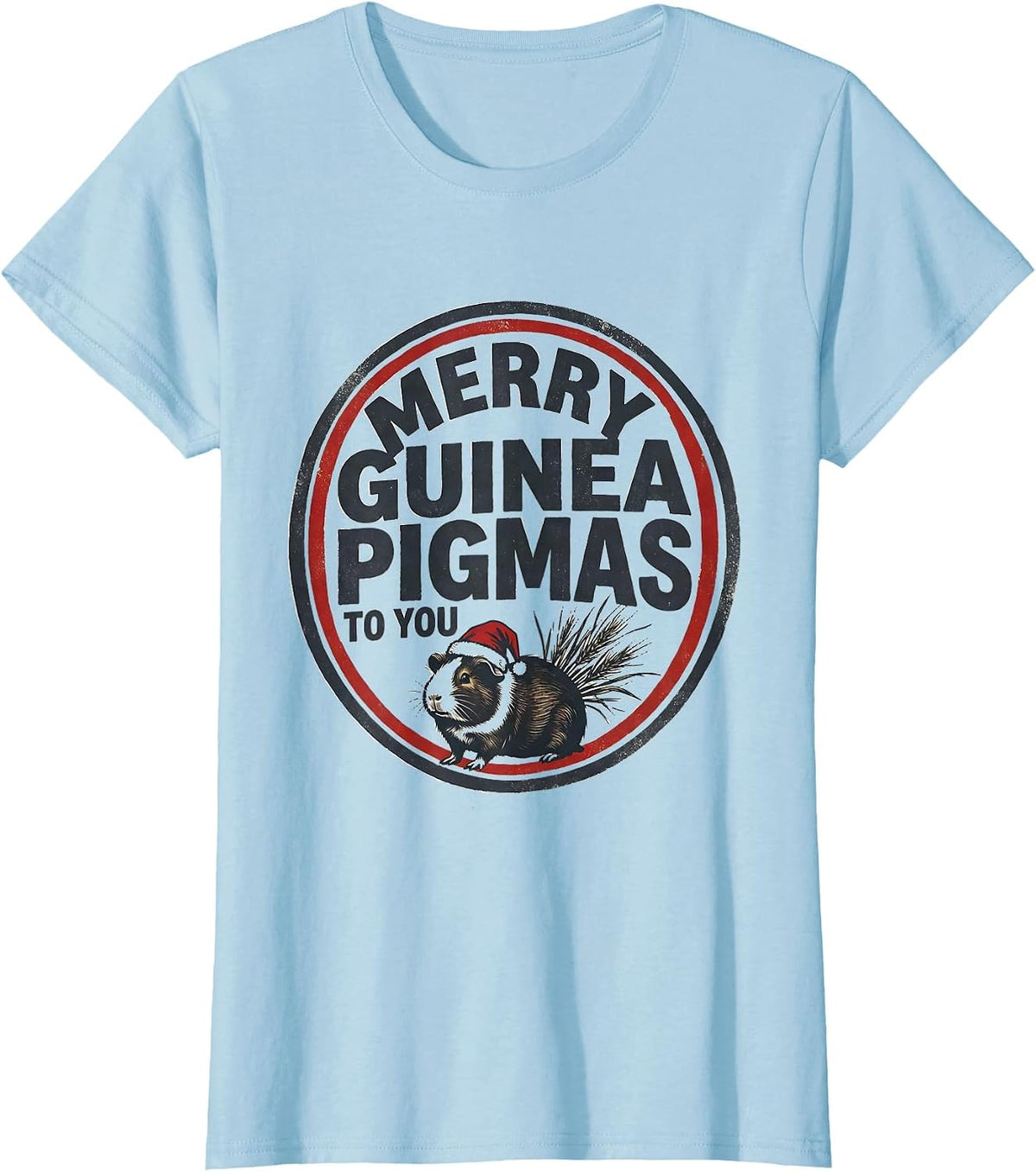 Merry Guinea Pigmas To You Funny Guinea Pig Lover Christmas T-Shirt - Baby Blue