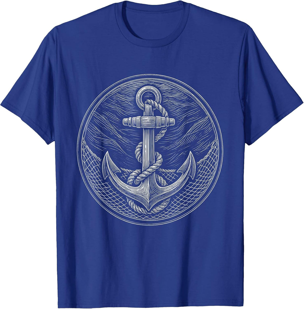 Anchor Tangled in Fishing Net Underwater Art T-Shirt - Royal Blue