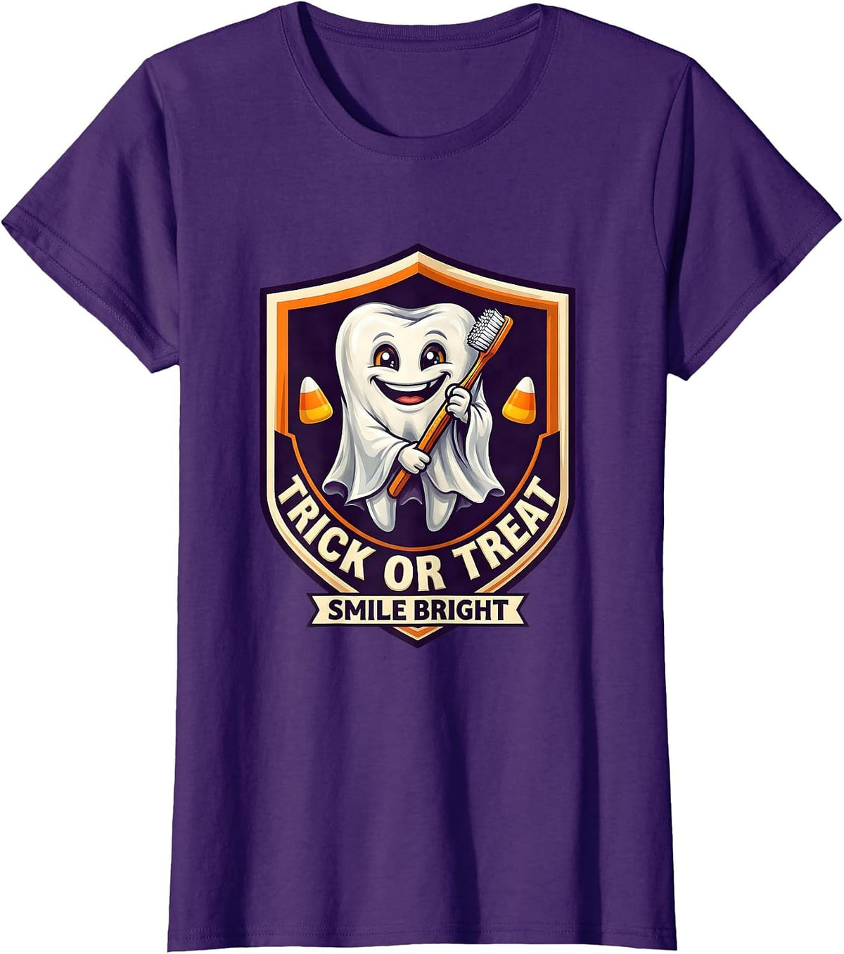 Women's Trick Or Treat Smile Bright Halloween Dentist Costume Dental T-Shirt - Purple