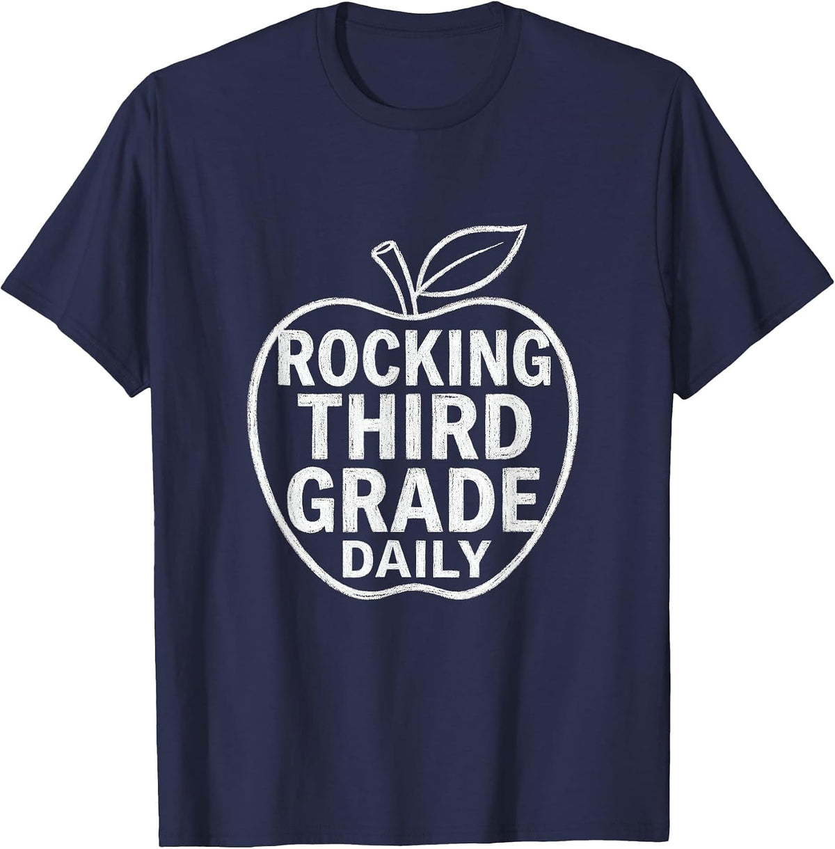 Rocking Third Grade Daily Teacher Design T-Shirt - Navy Blue