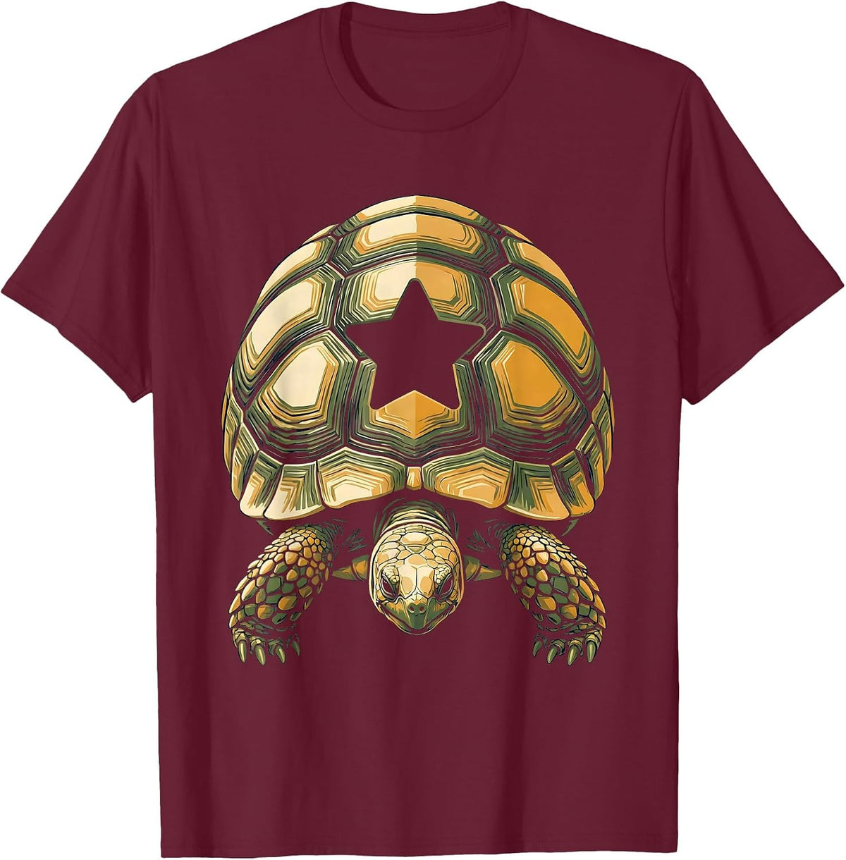 Profile Tortoise Funny Animal Lover Screenprint Poster T-Shirt - Burgundy