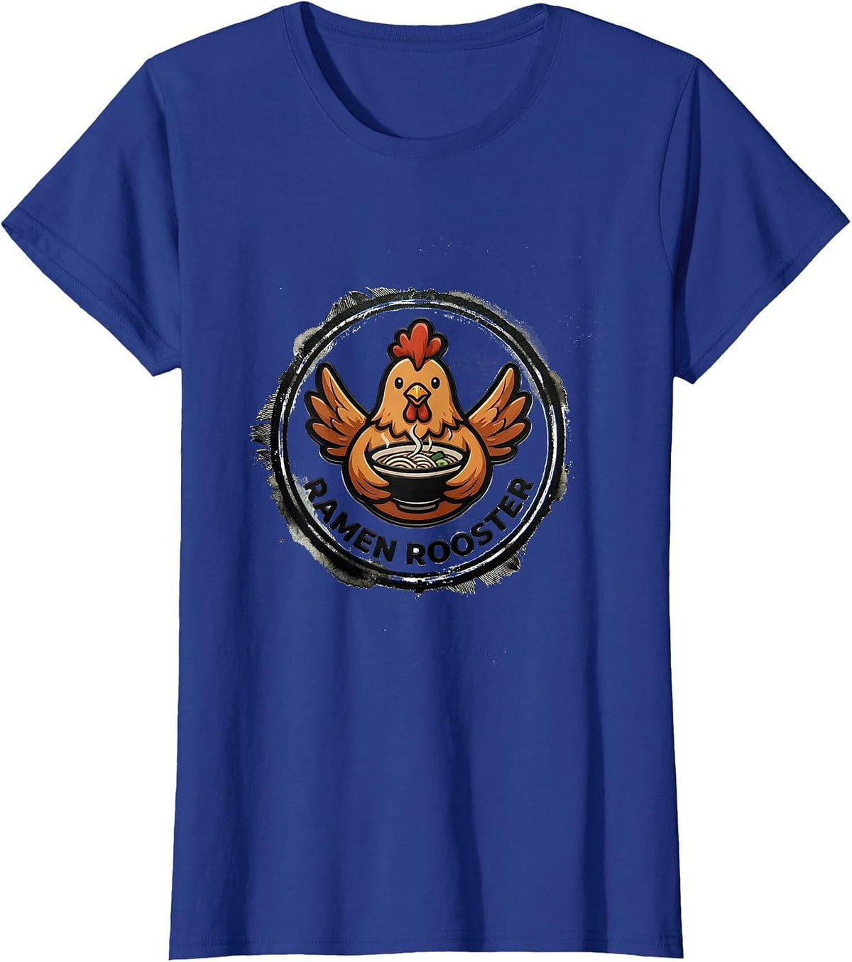 Women's Ramen Rooster Kawaii Chicken Anime Gamer Humor T-Shirt - Royal Blue