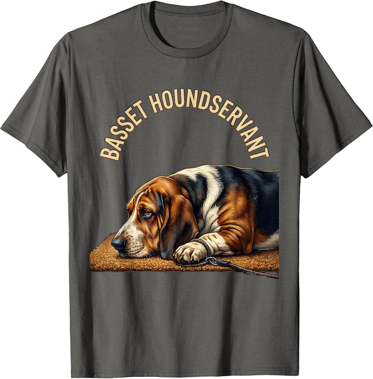 Basset Houndservant Funny Basset Hound Owner Dog Lover Gift T-Shirt - Asphalt Grey