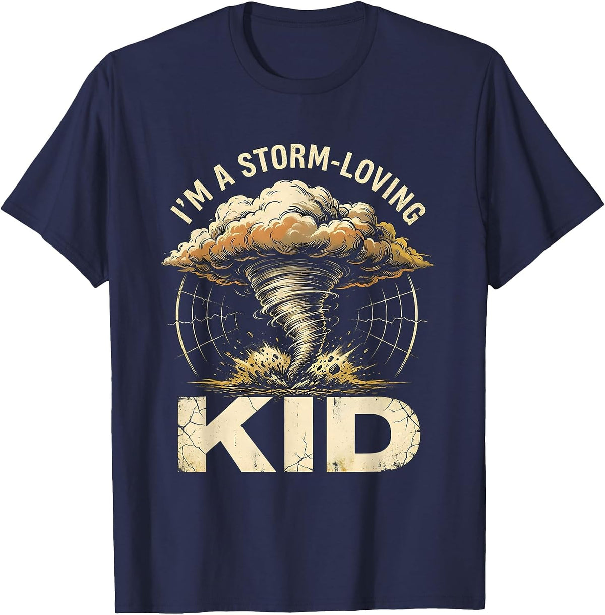 Men's I'm A Storm-Loving Kid Distressed Tornado Chaser Weather T-Shirt - Navy Blue