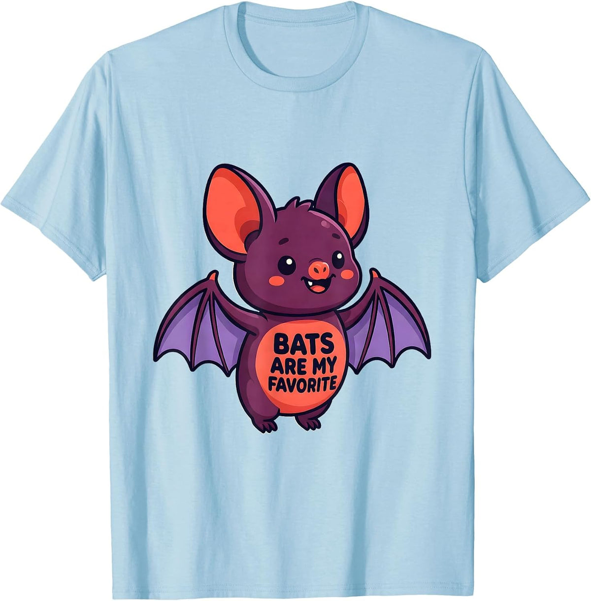 Men's Bats Are My Favorite Cute Kawaii Bat Lover Wildlife Humor T-Shirt - Baby Blue