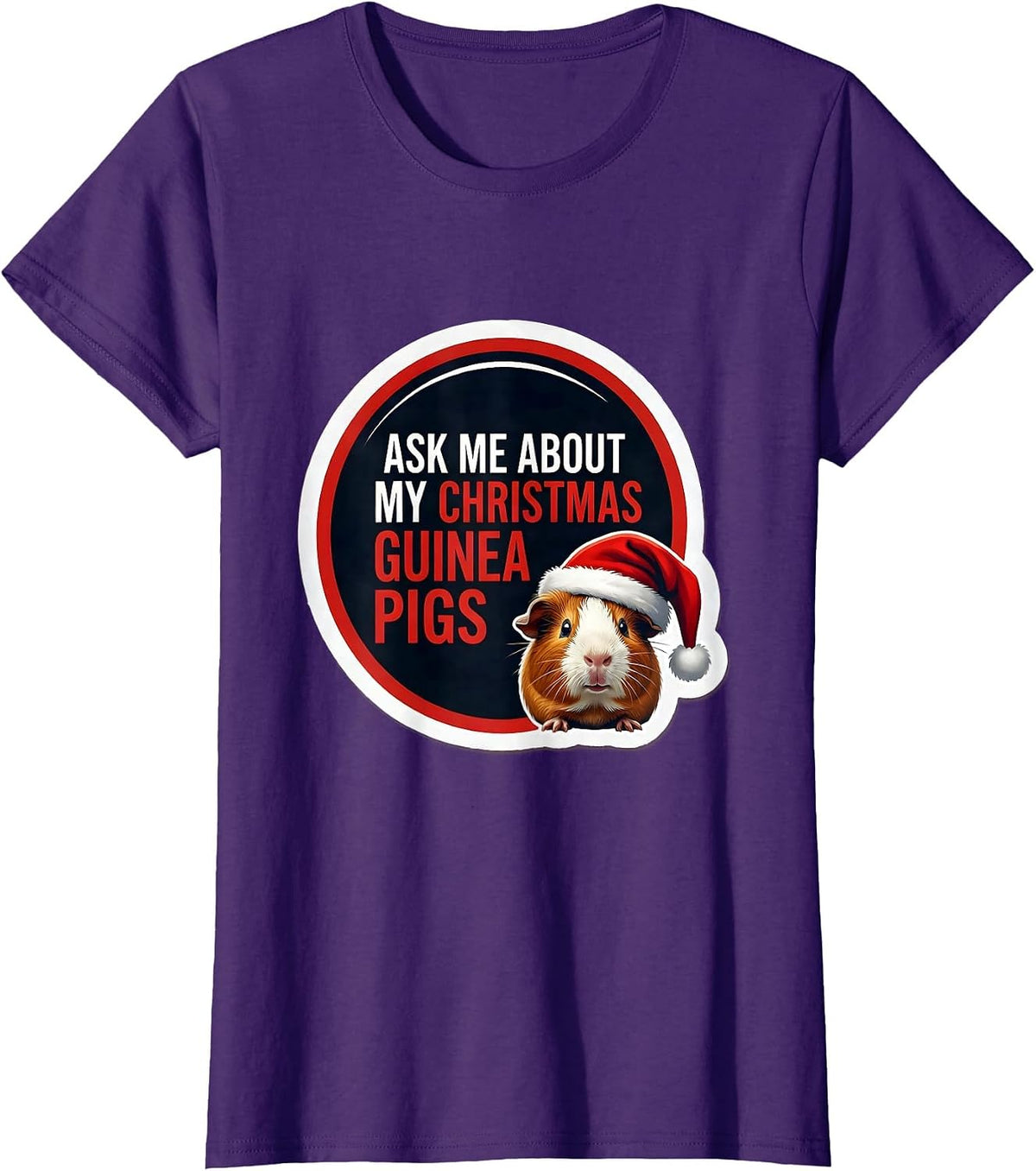 Women's Ask Me About My Christmas Guinea Pigs Funny Animal Lover T-Shirt - Purple