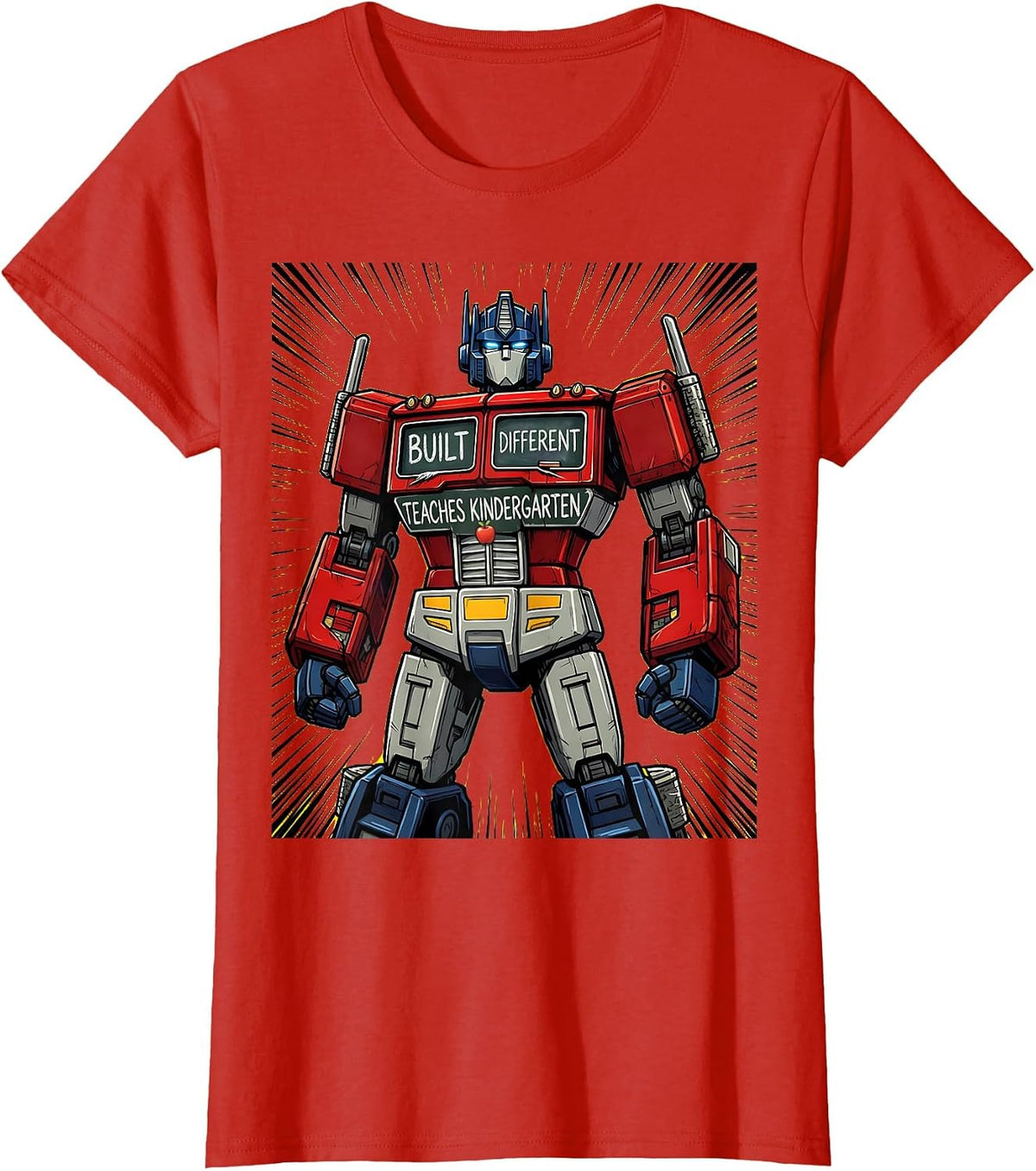 Women's Built Different Teaches Kindergarten Teacher Design T-Shirt - Red