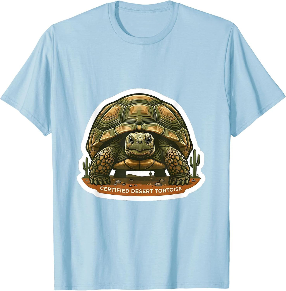 Men's Certified Desert Tortoise Vintage Arizona Souvenir Sticker T-Shirt - Baby Blue