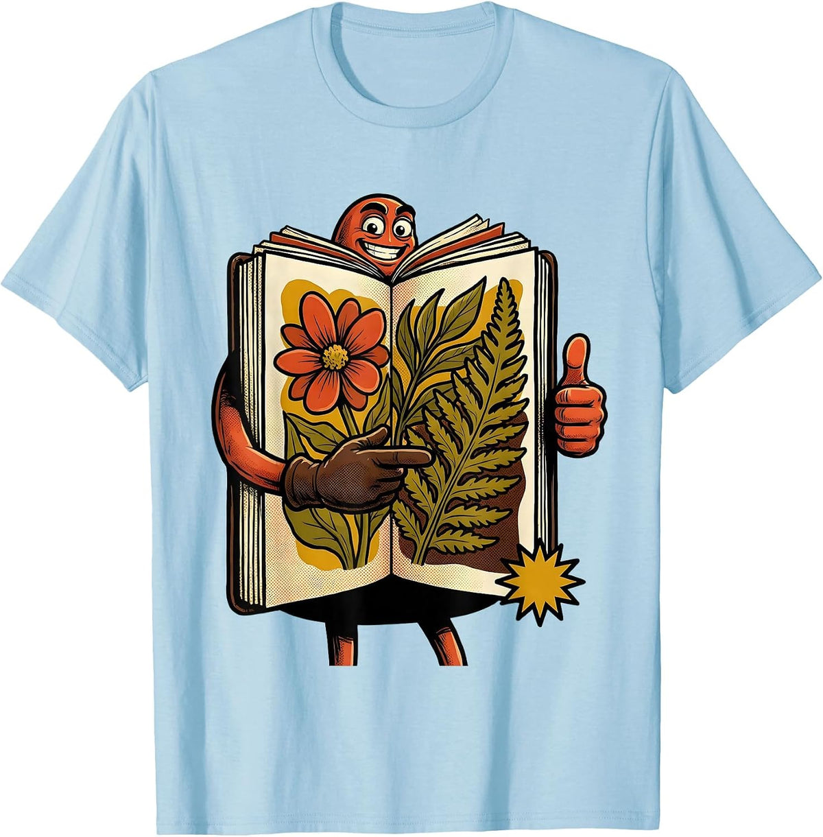 Men's Art Teacher Botanical Sketchbook Illustration T-Shirt - Baby Blue
