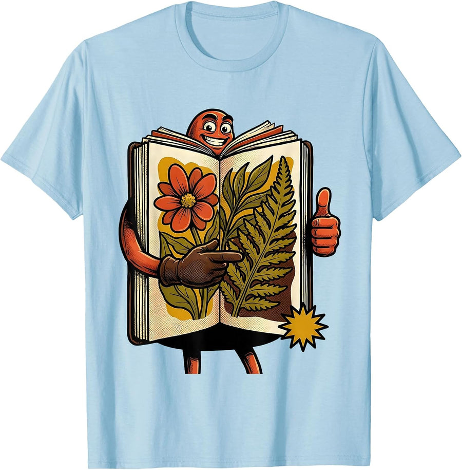 Men's Art Teacher Botanical Sketchbook Illustration T-Shirt - Baby Blue