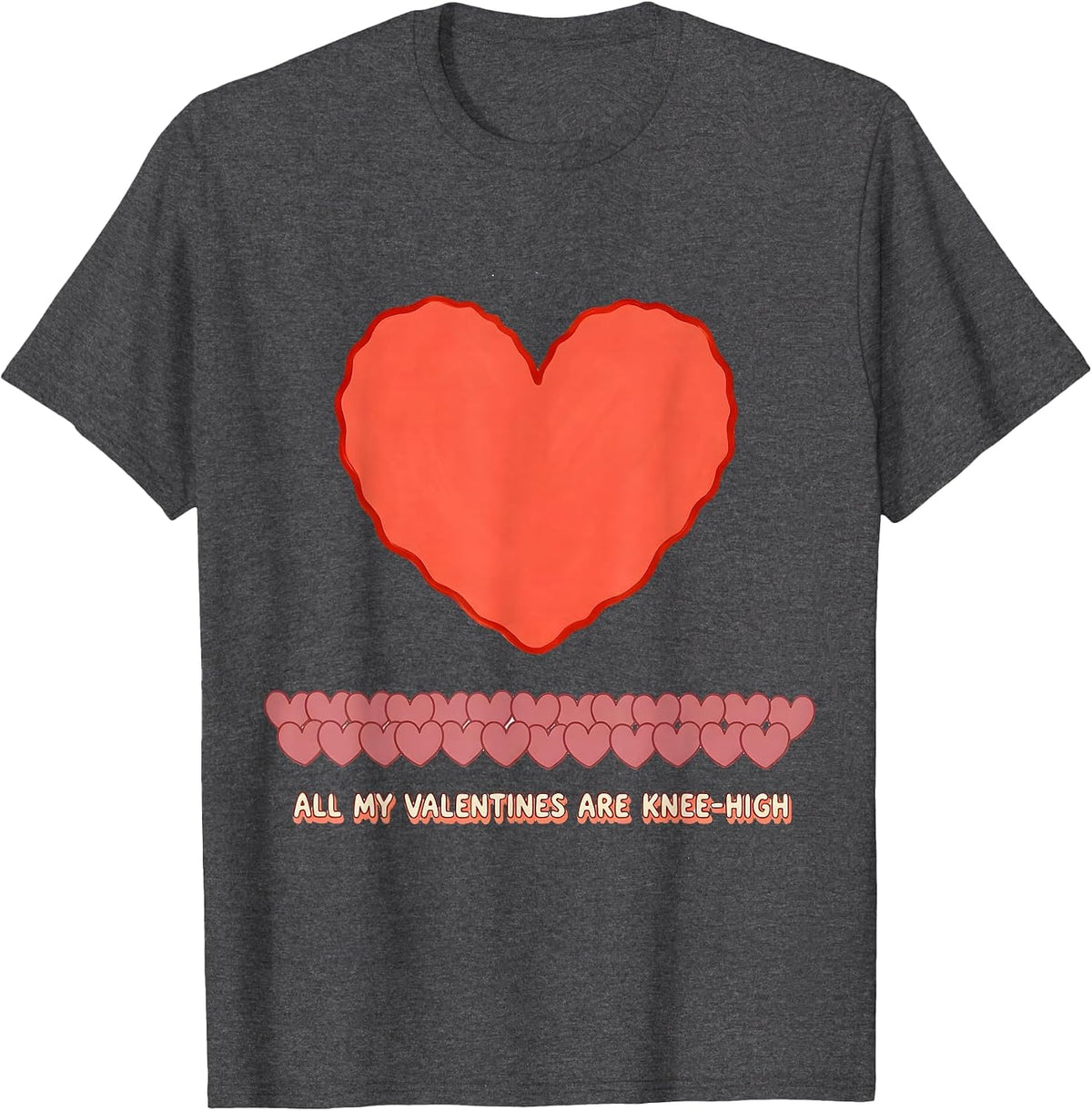 Men's All My Valentines Are Knee-High Funny Teacher Valentine Day T-Shirt - Dark Heather Grey
