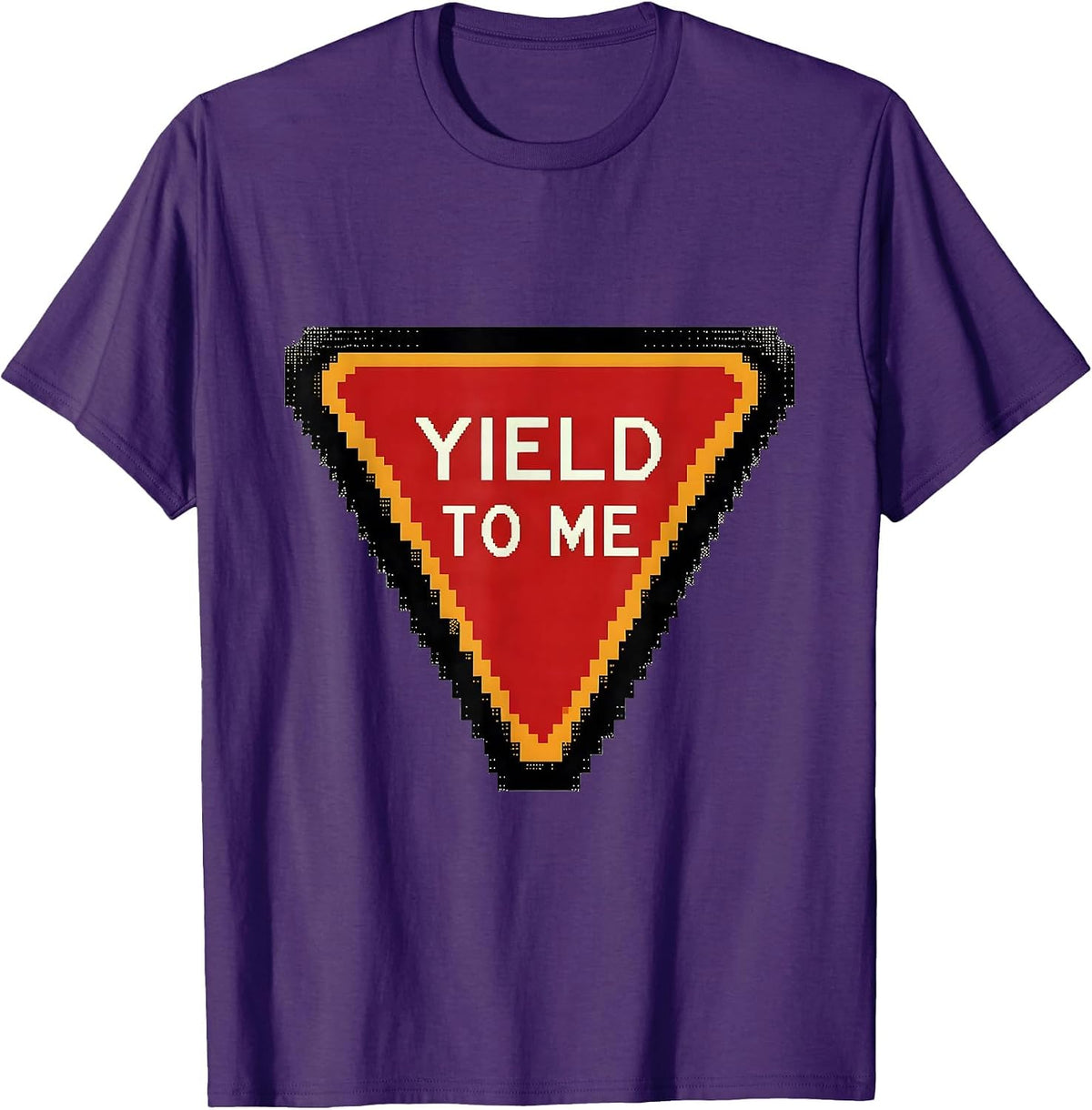 Men's YIELD TO ME Pixel Art Road Sign Traffic Signal Novelty Humor T-Shirt - Purple