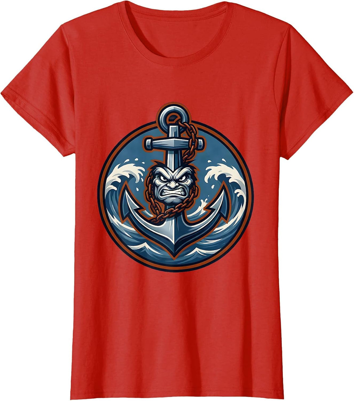 Anchor Sinking Into Dark Ocean Graphic T-Shirt - Red