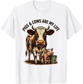 Men's Pigs & Cows Are My Life Funny Farm Animal Farmer Humor T-Shirt - White