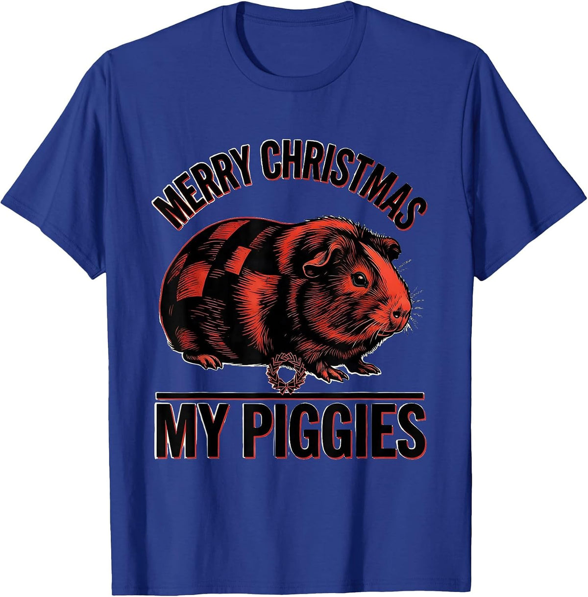 Men's Merry Christmas My Piggies Funny Guinea Pig Pet Lover Humor T-Shirt - Royal Blue