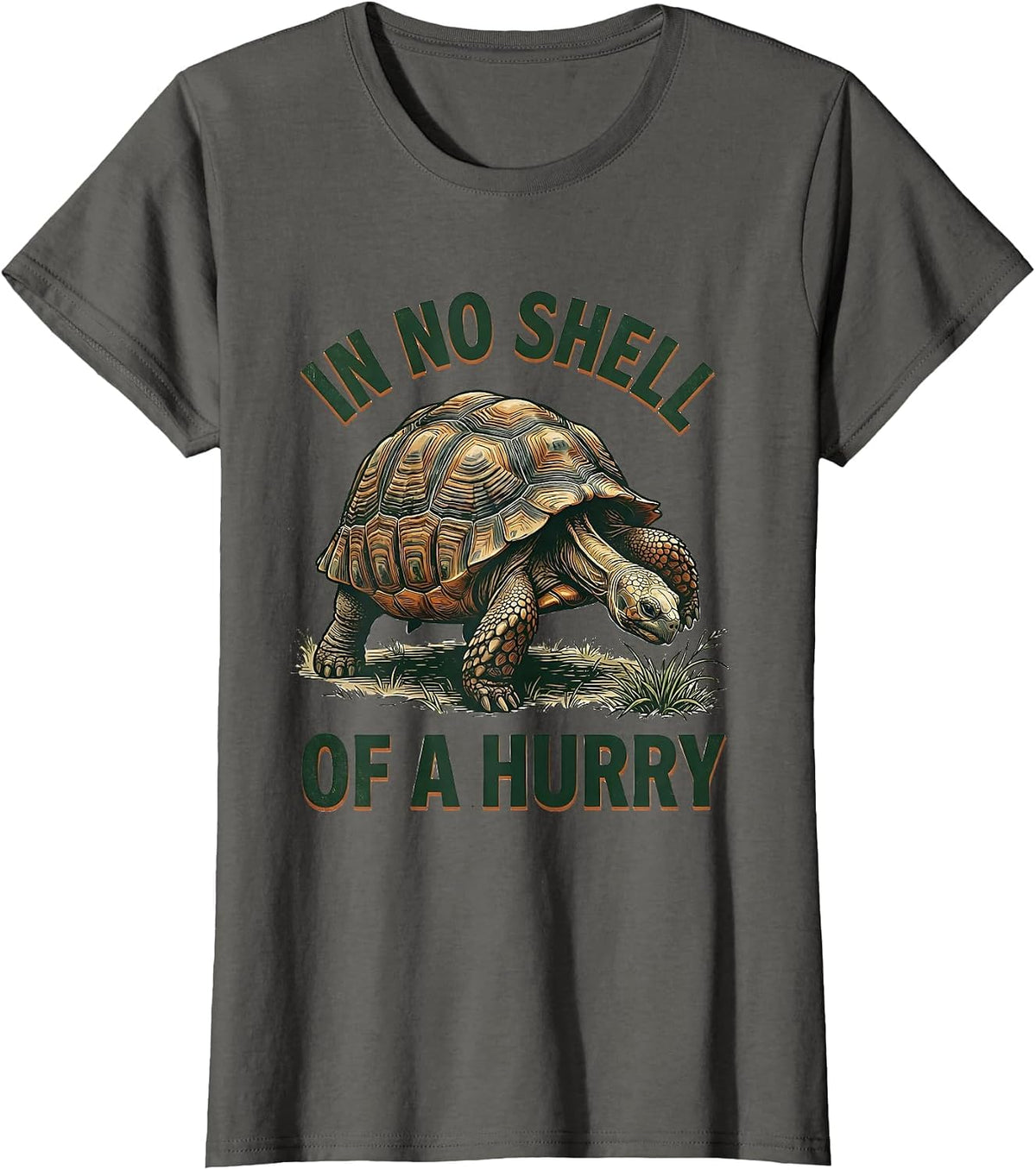 Women's In No Shell Of A Hurry Vintage Funny Tortoise Lover Gift T-Shirt - Asphalt Grey
