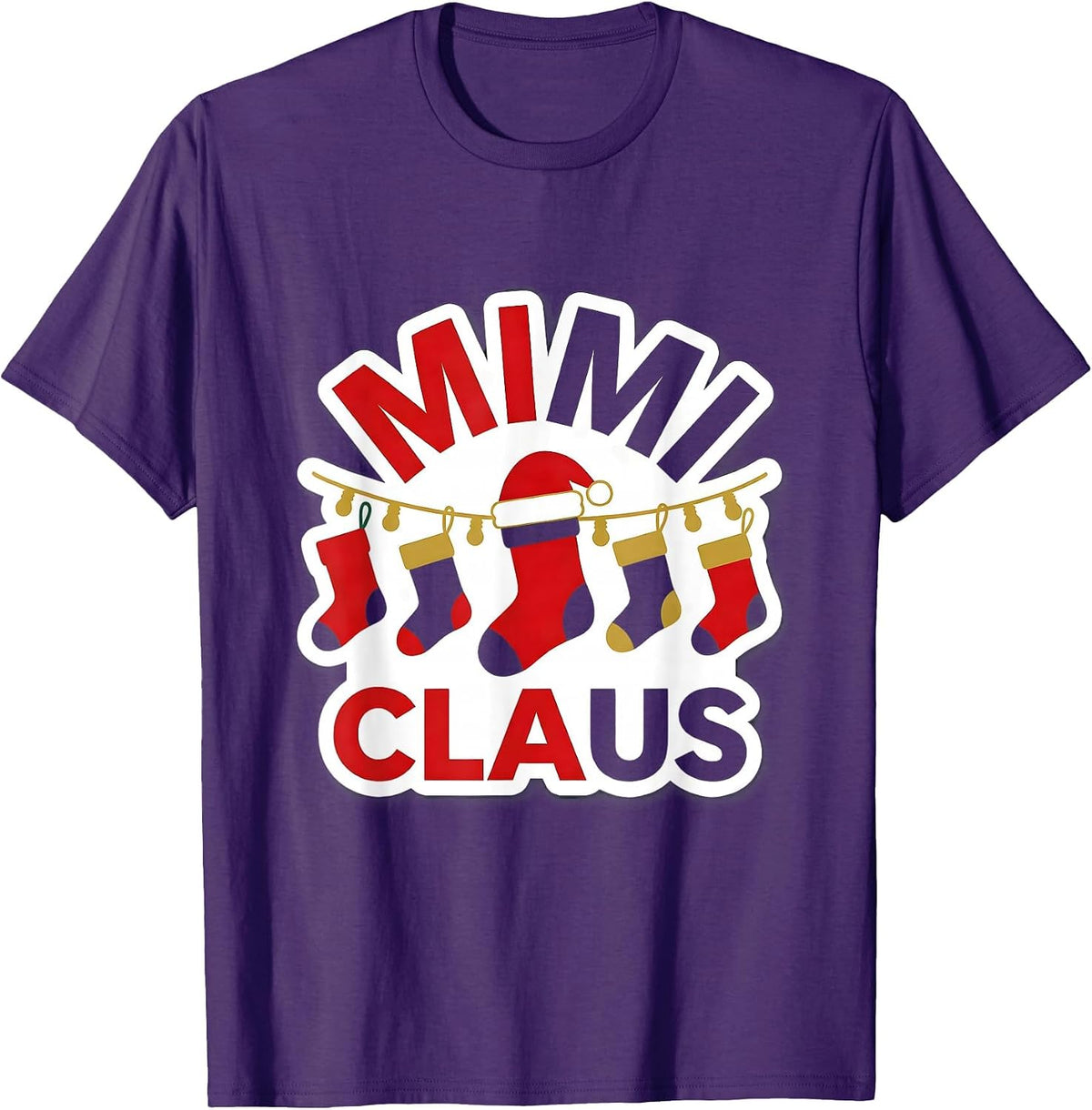Men's Mimi Claus Family Matching Christmas Pajama Role Humor T-Shirt - Purple