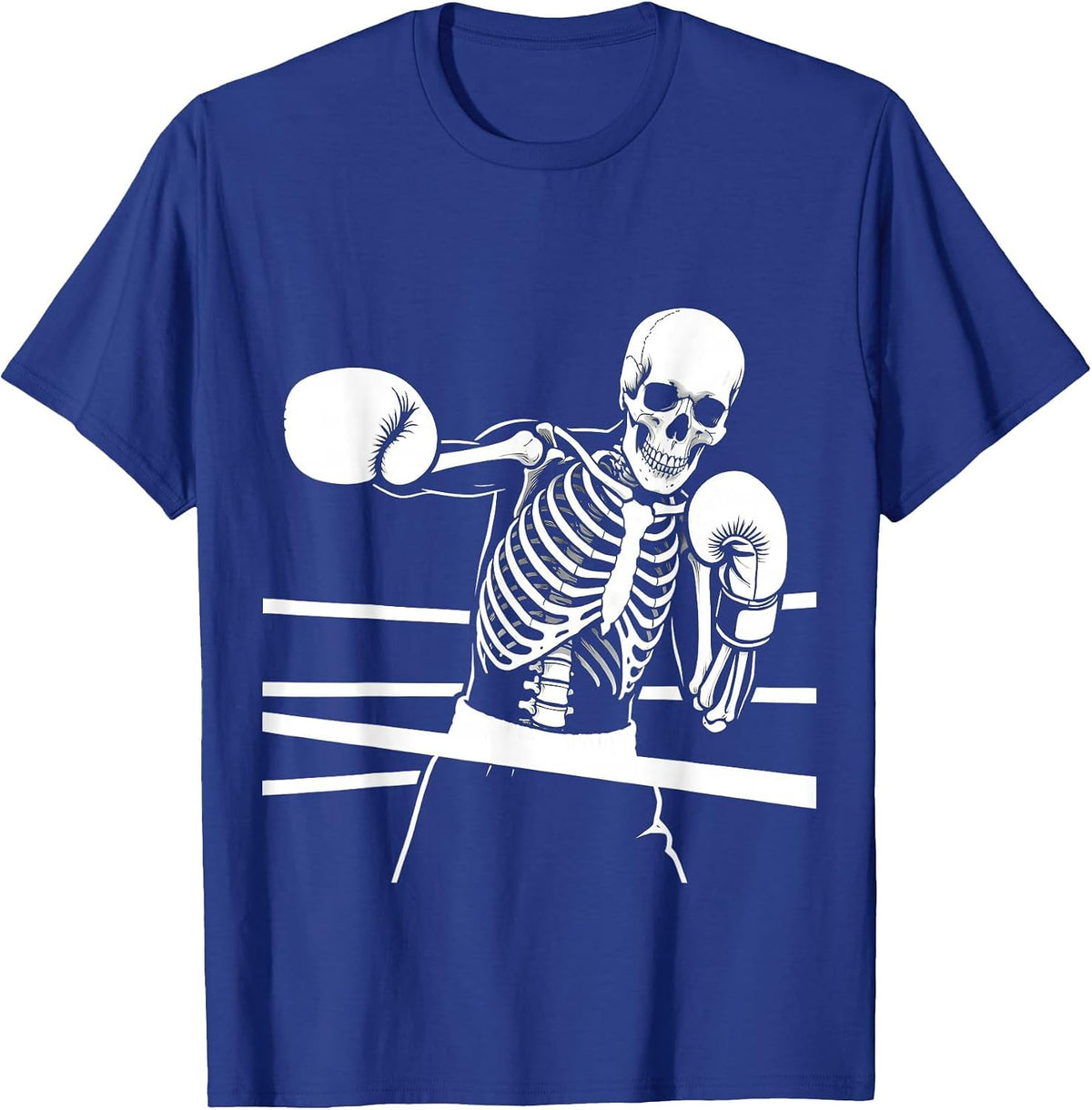 Skeleton Boxer Throwing Punch in the Ring T-Shirt - Royal Blue