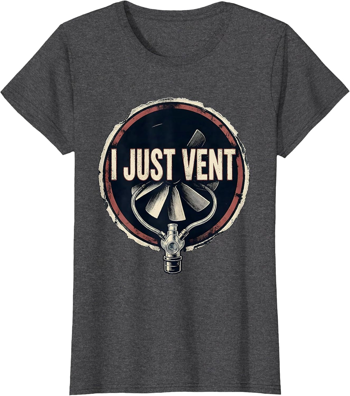 Women's I Just Vent Bold Stencil Respiratory Therapist RT Humor T-Shirt - Dark Heather Grey