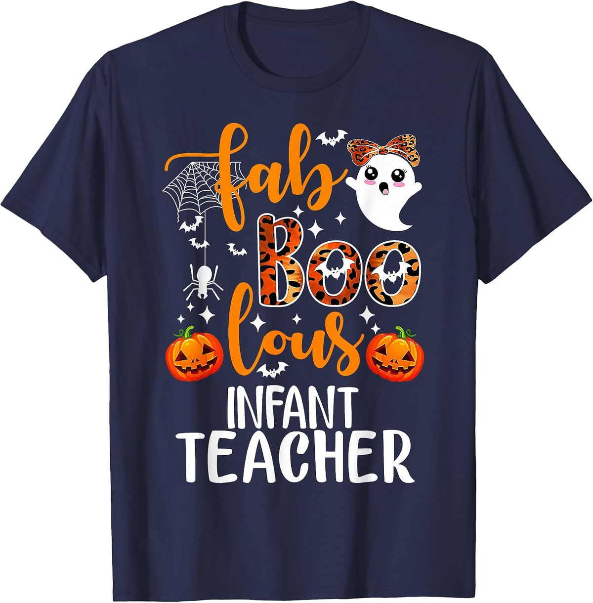 Faboolous Infant Teacher Halloween T-Shirt - Navy Blue