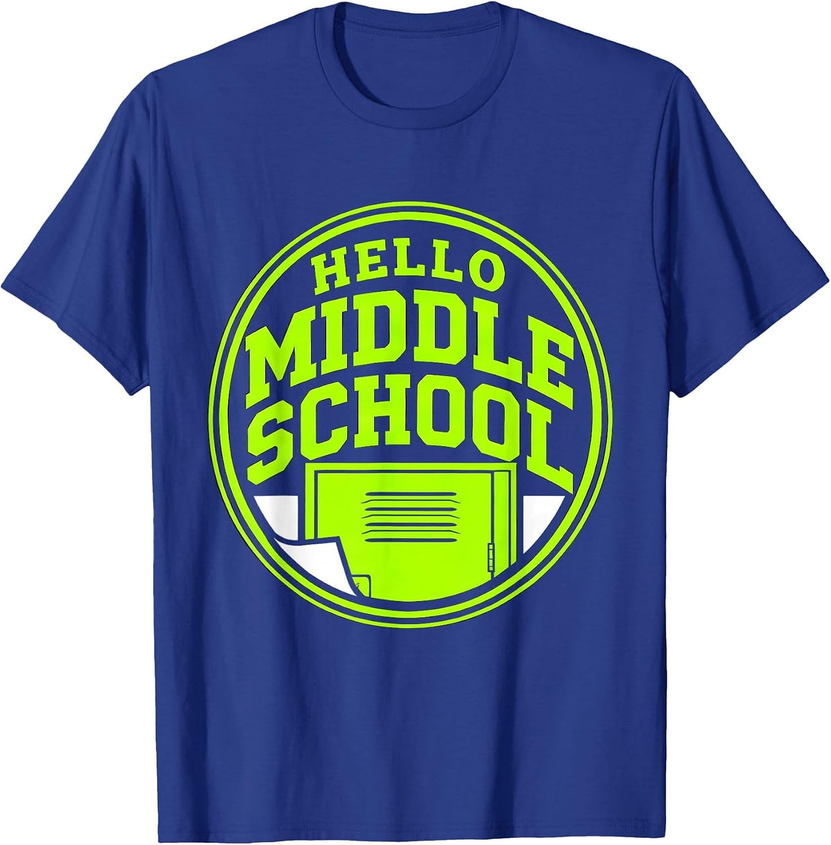 Men's Hello Middle School Cute Kids First Day of School Student T-Shirt - Royal Blue