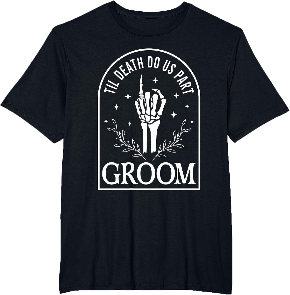Groom Bride Til Death Do Us Part Skeleton Gothic Halloween T-Shirt - Black