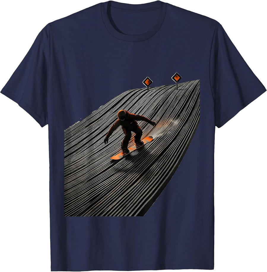 Steep Fall-Line Snowboarder Vintage Ski And Snowboard Humor T-Shirt - Navy Blue
