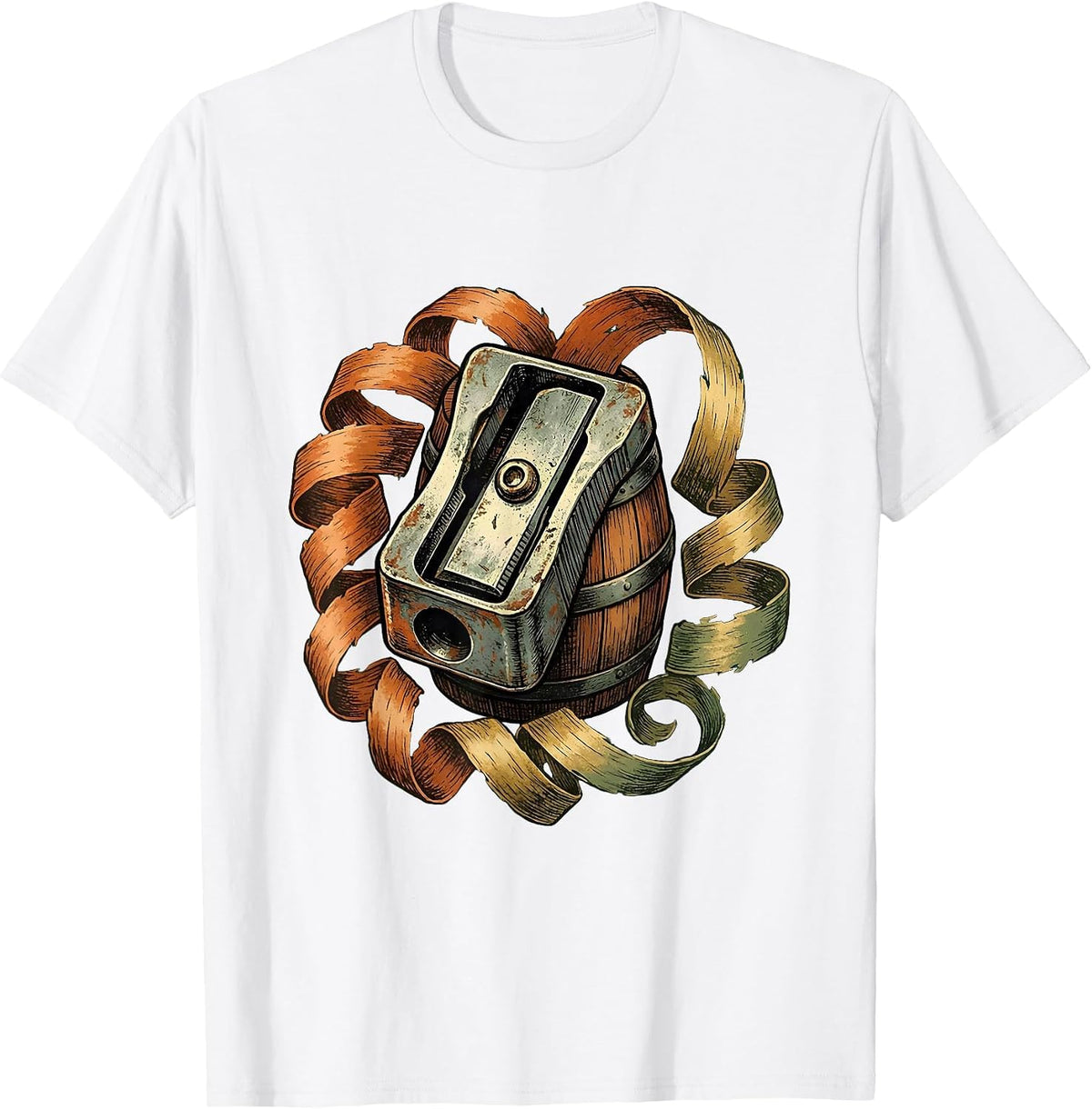 Men's Colorful Pencil Sharpener Art Teacher Design T-Shirt - White