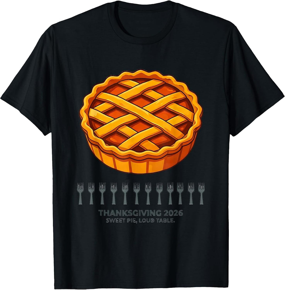 Men's Thanksgiving 2026 Sweet Pie Loud Table Family T-Shirt - Black