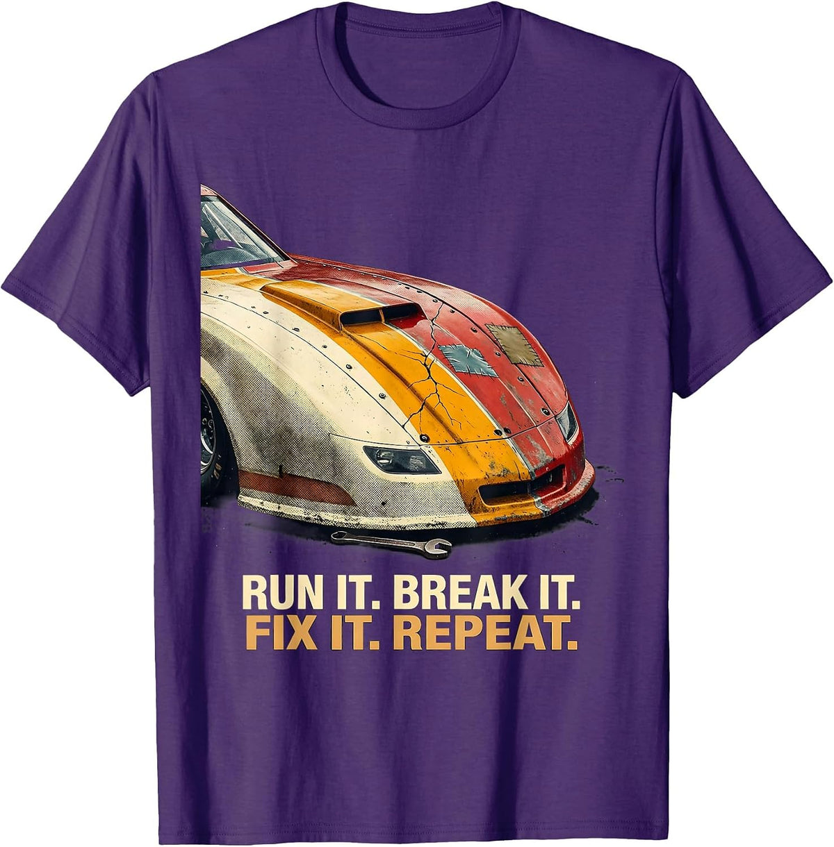 Run It. Break It. Fix It. Repeat Drag Racing RC Car Hobbyist T-Shirt - Purple