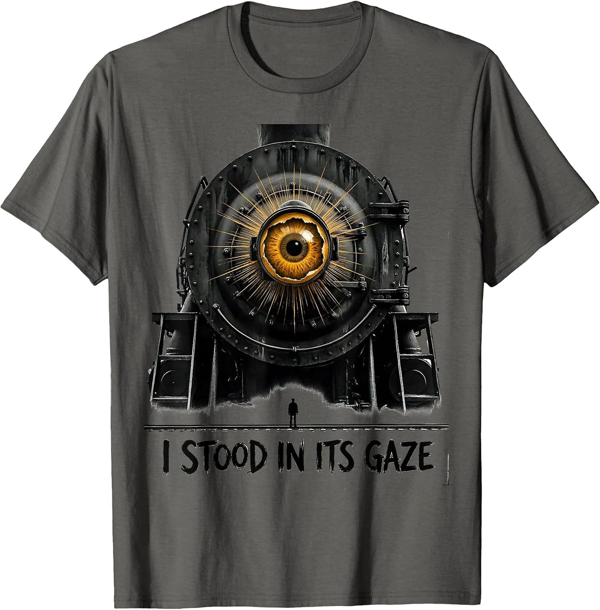 Men's I Stood In Its Gaze Big Boy 4014 Steam Train Engineer T-Shirt - Asphalt Grey
